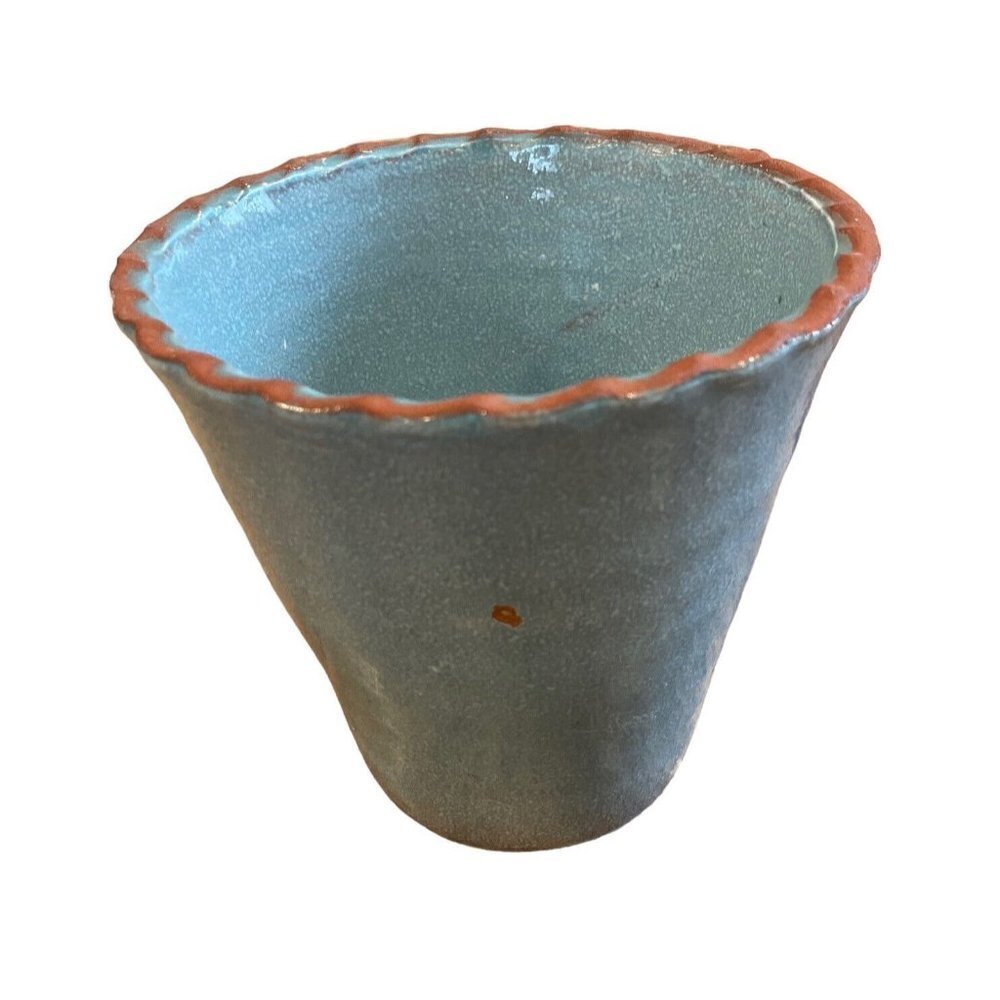 New England Pottery Vase Blue Ceramic Portugal 5.5” Planter